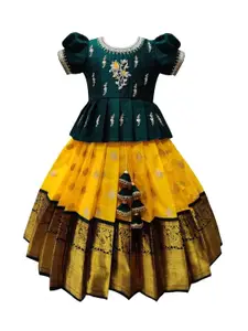 Wommaniya Impex Girls Embroidered Thread Work Ready to Wear Lehenga &