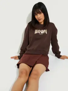 MAX URB_N Women Shimmery Print Relaxed Fit Sweatshirt