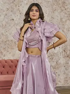 Krimmple Embroidered Thread Work Ready to Wear Lehenga & Blouse With Dupatta