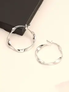 LeCalla 925 Sterling Silver-Plated Twisted Circular Hoop Earrings