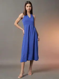 Trend Arrest Halter Neck Fit and Flare Midi Dress