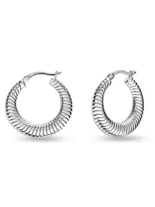 LeCalla 925 Sterling Silver-Plated Round Spiral Textured Circular Hoop Earrings