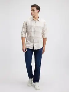 Pepe Jeans Men Spread Collar Tartan Checked Slim Fit Cotton Casual Shirt