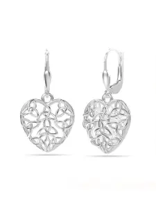 LeCalla 925 Sterling Silver-Plated Heart Shaped Drop Earrings