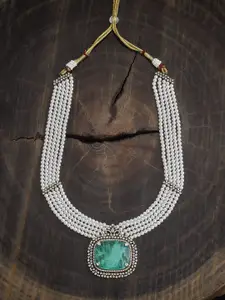 Kushal's Fashion Jewellery Victorian-Plated Zircon Studded Statement Necklace