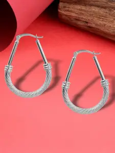LeCalla 925 Sterling Silver-Plated Oval Shaped Hoop Earrings