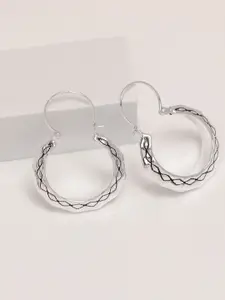 LeCalla 925 Sterling Silver-Plated Classic Textured Bali Inspired Click-Top Hoop Earrings