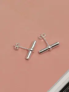 LeCalla 925 Sterling Silver-Plated T Bar Shaped Studs