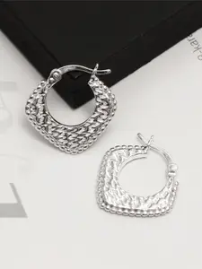LeCalla Sterling Silver Plated Geometrical Shaped Hoop Earrings