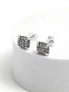 LeCalla 925 Sterling Silver Rhodium-Plated Square Shaped Studs