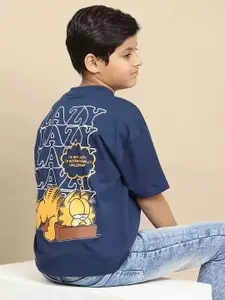 Kids Ville Boys Garfield Graphic Printed Round Neck Cotton Oversized T-shirt