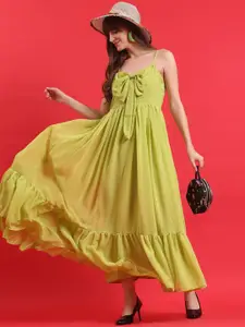 Ziva Fashion Women Shoulder Straps Maxi Dress With Bow Details