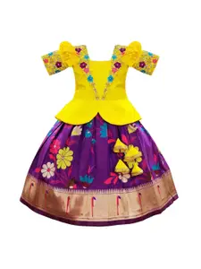 Wommaniya Impex Girls Embroidered Thread Work Ready to Wear Lehenga &