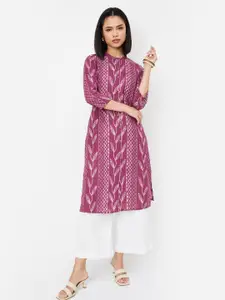 max Floral Printed Band Collar Straight Kurtas