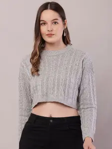 NoBarr Women Cable Knit Crop Pullover