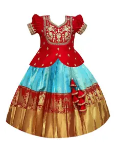 Wommaniya Impex Girls Embroidered Thread Work Ready to Wear Lehenga &