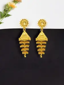 PRIVIU Gold-Plated Triangular Shaped  Multi Layered Jhumkas