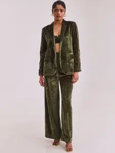 Urban Suburban Comfort Fit Green Velvet Blazer