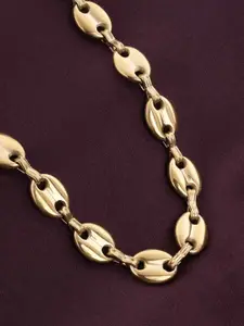 PALMONAS Gold-Plated Stainless Steel Waterproof & Anti-Tarnish Capsule Link Necklace