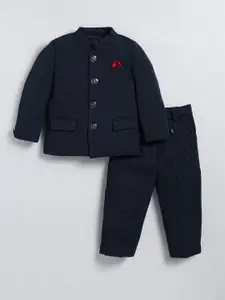LITTLE COLLARS Boys Jodhpuri Bandhgala Two-Piece Suit Blazer With Trouser