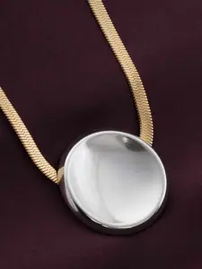 PALMONAS Gold-Plated Stainless Steel Waterproof & Anti-Tarnish Disc Pendant Necklace