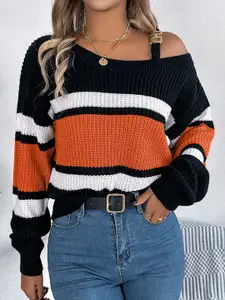 StyleCast x Revolte Women Boat Neck Colourblocked Pullover