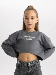 DeFacto Girls Typography Printed Crop Pullover Sweaters