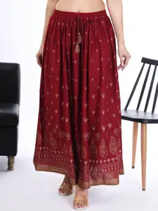 Moda Rapido Women Printed Flared Maxi Skirt