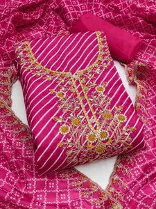 KIMISHA Leheriya Printed Beads And Stones Unstitched Dress Material