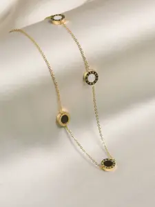 ARTKLIM Gold-Plated Artificial Stones Studded Pendant Necklace