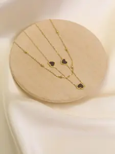 ARTKLIM Gold-Plated Double Layered Heart Minimal Pendant Necklace