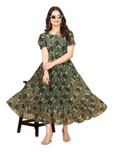 Anouk Printed Tie-Ups Detail Georgette Maxi Dress