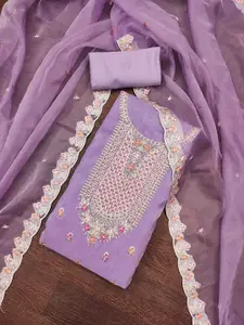 KIMISHA Floral Embroidered Sequinned Unstitched Dress Material