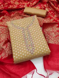 KIMISHA Geometric Woven Design Beads And Stones Unstitched Dress Material