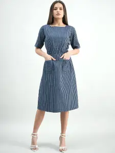 PowerSutra Women Cotton Striped A-Line Dress