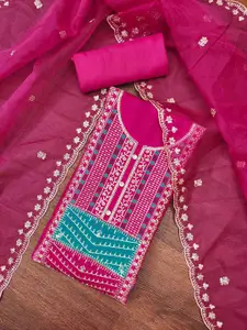 KIMISHA Floral Embroidered Sequinned Unstitched Dress Material