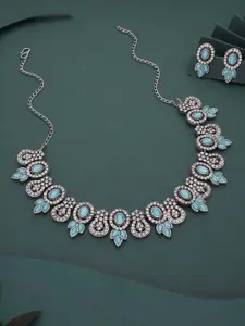 Lyriss Gold-Plated American Diamond Studded Necklace & Earrings