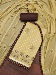 KIMISHA Paisley Embroidered Beads And Stones Unstitched Dress Material