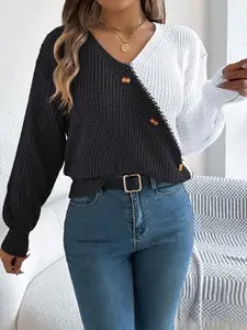 StyleCast x Revolte Women Colourblocked Cable Knit Pullover Sweater