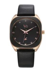 Fastrack Women Embellished Dial & Leather Straps Analogue Watch FV60057WL02