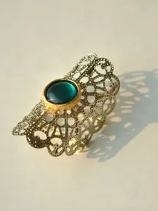 BeAbhika Women Green Gold-Plated Kundan Stone Studded Ring