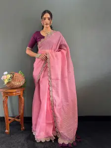Anouk Striped Embroidered Saree