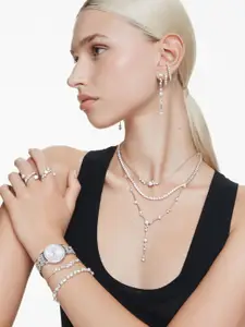 SWAROVSKI Rhodium-Plated Crystal Stone Studded Necklace