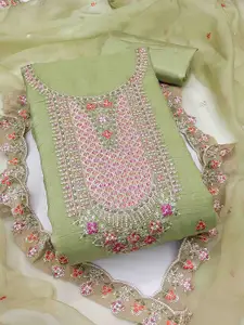 KIMISHA Floral Embroidered Beads And Stones Unstitched Dress Material