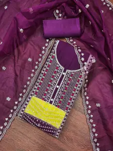 KIMISHA Floral Embroidered Sequinned Unstitched Dress Material