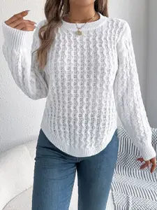 StyleCast x Revolte Women Self Design Pullover Sweaters