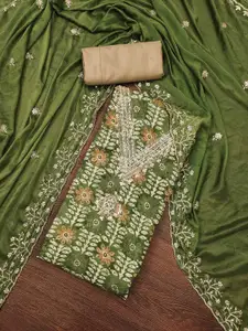 KIMISHA Floral Printed Beads And Stones Unstitched Dress Material