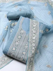 Meena Bazaar Floral Embroidered Organza Unstitched Dress Material