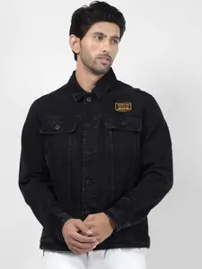 Numero Uno Men Spread Collar Solid Casual Denim Jacket