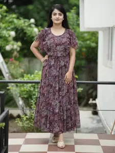 Anouk Women Floral Printed Flared Sleeve Fit-Flare Dress